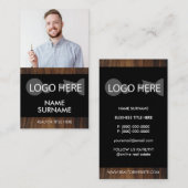 黒い実在地所写真木製の素朴 名刺 (正面/裏面)