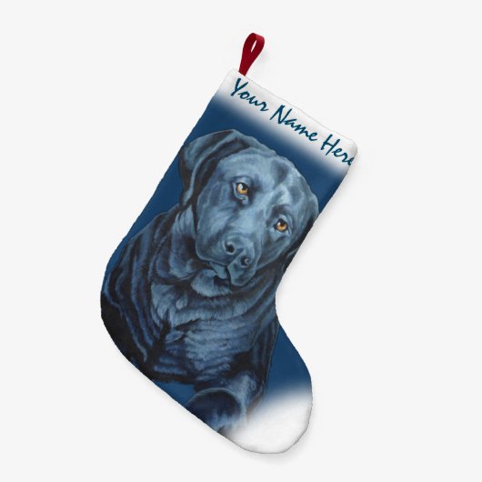 黒い実験室のクリスマスのストッキングカスタムな犬のストッキング スモールクリスマスストッキング (正面 (吊り時))