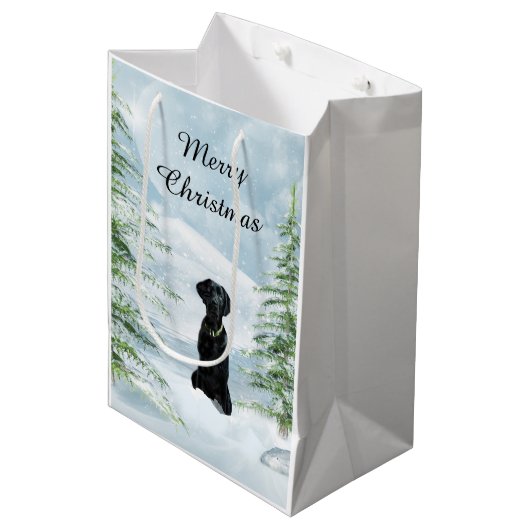 黒い実験室のクリスマス ミディアムペーパーバッグ (正面アングル)