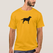 黒い実験室のラブラドル・レトリーバー犬犬の品種シルエット Tシャツ (正面)