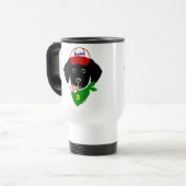 黒い実験室のレトリーバーのおもしろいな漫画のイラストレーション トラベルマグ (正面左)