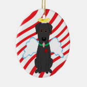 黒い実験室の天使のクリスマス犬のオーナメント セラミックオーナメント (右)