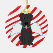 黒い実験室の天使のクリスマス犬のオーナメント セラミックオーナメント (正面)