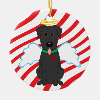 黒い実験室の天使のクリスマス犬のオーナメント セラミックオーナメント