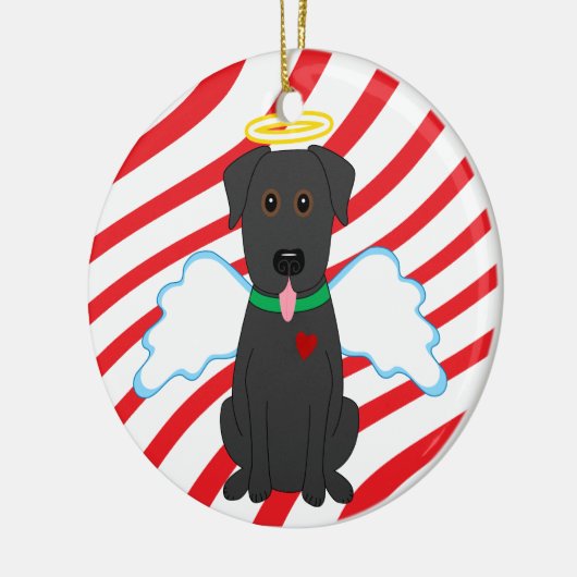 黒い実験室の天使のクリスマス犬のオーナメント セラミックオーナメント (左)