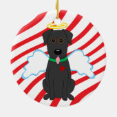 黒い実験室の天使のクリスマス犬のオーナメント セラミックオーナメント (裏面)
