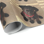 黒い実験室の子犬の包装紙 ラッピングペーパー (ロールコーナー)