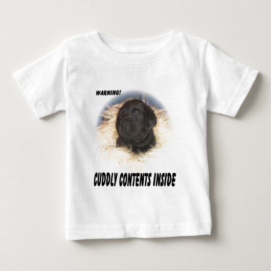 黒い実験室の子犬の愛らしい内容 ベビーTシャツ (正面)