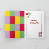 黒い実験室の子犬の誕生日のカップケーキの絵画 カード (内部)