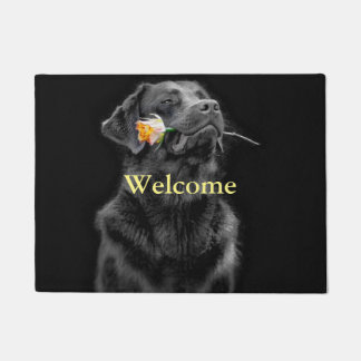 黒い実験室犬 ドアマット