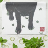 黒い実験室、ラブラドル・レトリーバー犬 キッチンタオル (折り畳み)