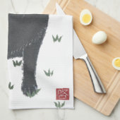 黒い実験室、ラブラドル・レトリーバー犬 キッチンタオル (四つ折り)