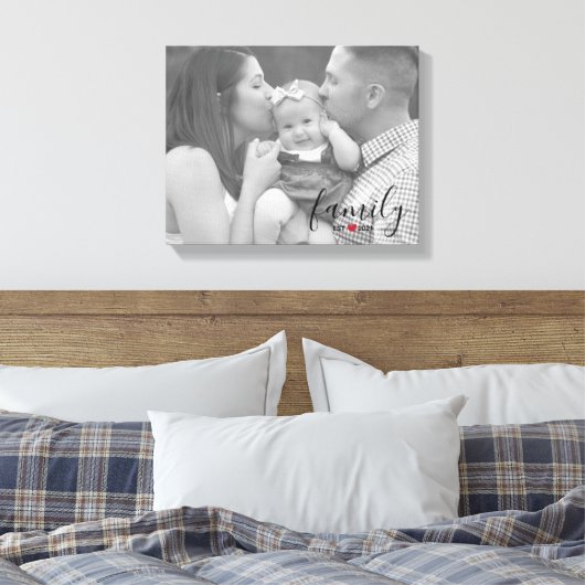 黒い家族会議。年と赤いハート家族の写真 キャンバスプリント (インサイチュ (寝室))
