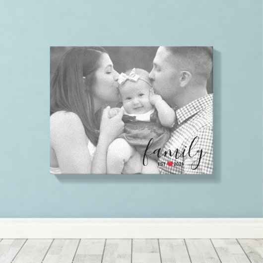 黒い家族会議。年と赤いハート家族の写真 キャンバスプリント (インサイチュ (ウッドフロア))