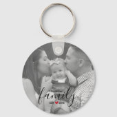 黒い家族会議。年と赤いハート家族の写真 キーホルダー (正面)