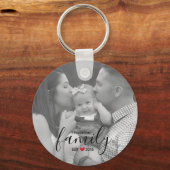 黒い家族会議。年と赤いハート家族の写真 キーホルダー (正面)
