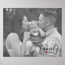 黒い家族会議。年と赤いハート家族の写真 ポスター