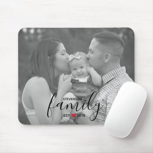 黒い家族会議。年と赤いハート家族の写真 マウスパッド (マウス)