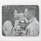黒い家族会議。年と赤いハート家族の写真 マウスパッド (正面)
