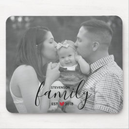 黒い家族会議。年と赤いハート家族の写真 マウスパッド