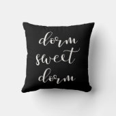 黒い寮の菓子の寮のモダンなタイポグラフィの白 クッション (裏面)