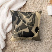 黒い対角スワーズ抽象芸術アート上のTaupeクリーム クッション (ブランケット)