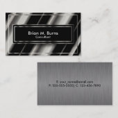黒い対角線の抽象的な及び金属銀 名刺 (正面/裏面)