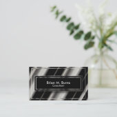 黒い対角線の抽象的な及び金属銀 名刺 (スタンド正面)