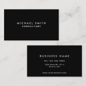 黒い専門のエレガントでモダンで明白なシンプル 名刺 (正面/裏面)