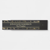 黒い専門の名札で割れる金ゴールド サインプレート (正面)