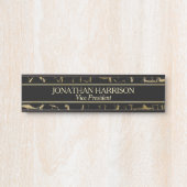 黒い専門の名札で割れる金ゴールド サインプレート (正面)