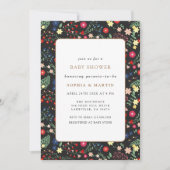 黒い小カラフルさな野花枠赤ちゃんシャワー 招待状 (正面)