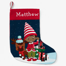 黒い小妖精や小人ボーイとルドルフ スモールクリスマスストッキング