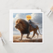 黒い少女がライオンに乗って、カードに私の顔を入れろ カード (正面/裏面インサイチュ)