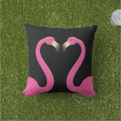 黒い屋外の枕のキスをするなフラミンゴ アウトドアクッション (芝生)