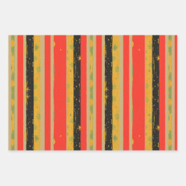 黒い履歴月のストライプパターン ラッピングペーパーシート