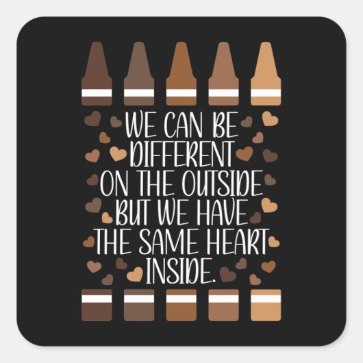 黒い履歴月の内部の同じハート先生 スクエアシール (正面)