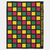 黒い履歴月の幾何学正方形ファミリ フリースブランケット (正面)