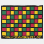 黒い履歴月の幾何学正方形ファミリ フリースブランケット (正面(横))