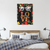 黒い履歴月の折り返し紙鮮やかフローラ キャンバスプリント (インサイチュ (寝室))