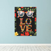 黒い履歴月の折り返し紙鮮やかフローラ キャンバスプリント (インサイチュ (ウッドフロア))