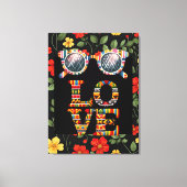 黒い履歴月の折り返し紙鮮やかフローラ キャンバスプリント (正面)