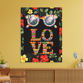 黒い履歴月の折り返し紙鮮やかフローラ キャンバスプリント