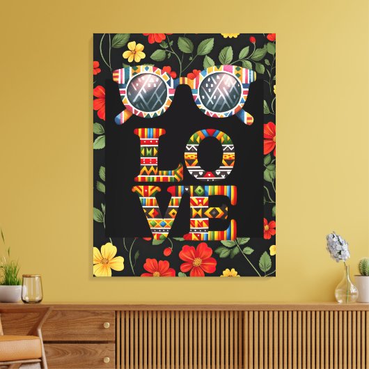 黒い履歴月の折り返し紙鮮やかフローラ キャンバスプリント (インサイチュ (リビング))