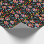 黒い履歴月の折り返し紙鮮やかフローラ ラッピングペーパー (角)