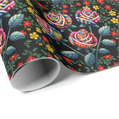 黒い履歴月の折り返し紙鮮やかフローラ ラッピングペーパー (ロールコーナー)