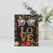 黒い履歴月はがき(フローラ付鮮やか) ポストカード (スタンド正面)