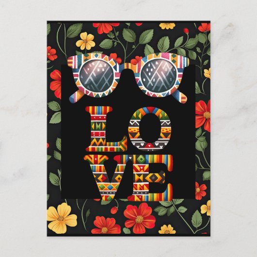 黒い履歴月はがき(フローラ付鮮やか) ポストカード (正面)