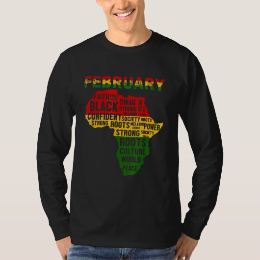黒い履歴月アフリカマップカラー Tシャツ (正面)