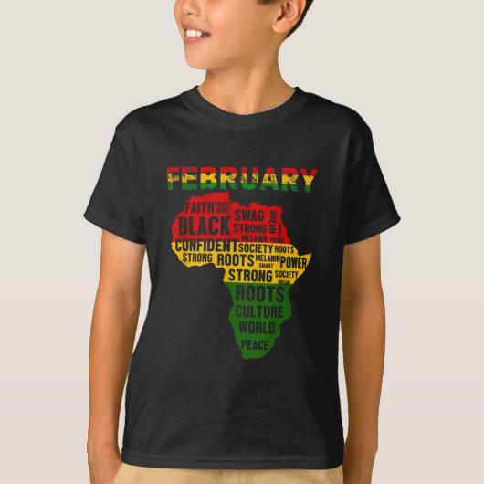 黒い履歴月アフリカマップカラー Tシャツ (正面)